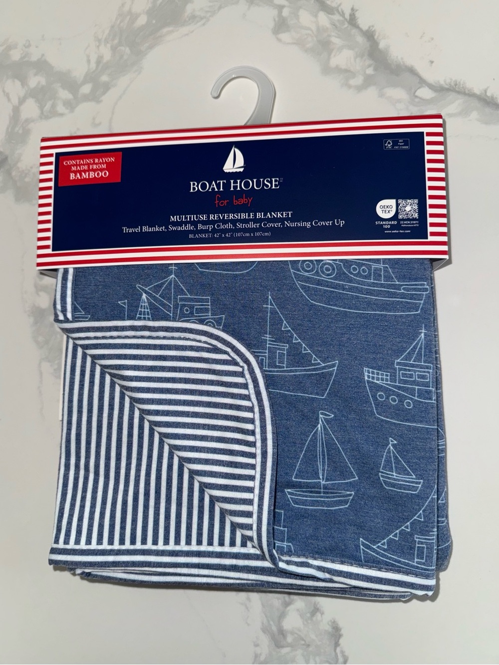 Boat House Reversible Sailboat Boat Bamboo-Blend Baby Blanket